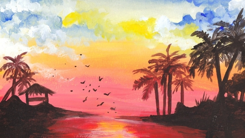 Lãng mạn với tranh phong cảnh biển hoàng hôn