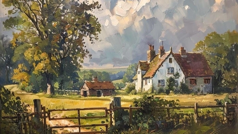 Chiêm ngưỡng tranh vẽ cảnh làng quê đẹp nao lòng