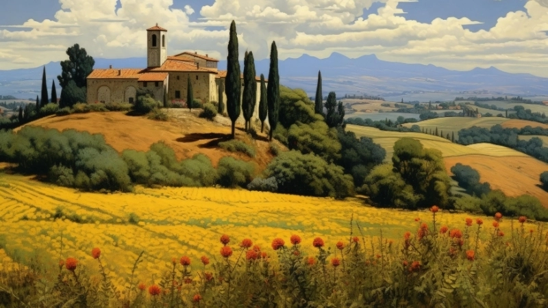 Say đắm trước vẻ đẹp của tranh làng quê đẹp