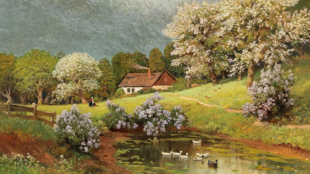 Ý tưởng vẽ tranh phong cảnh mùa xuân