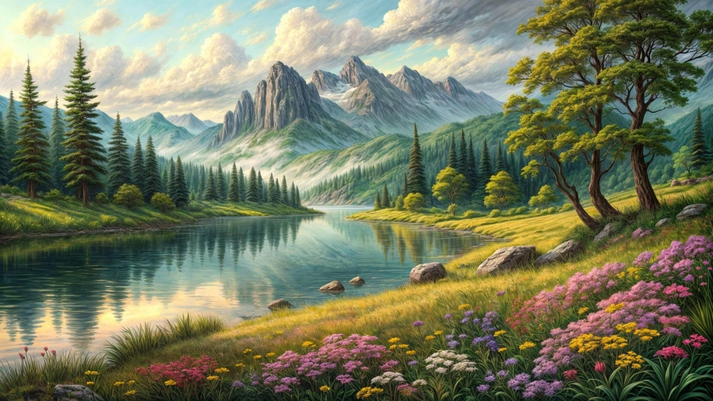 Tranh phong cảnh thiên nhiên 3D dán tường