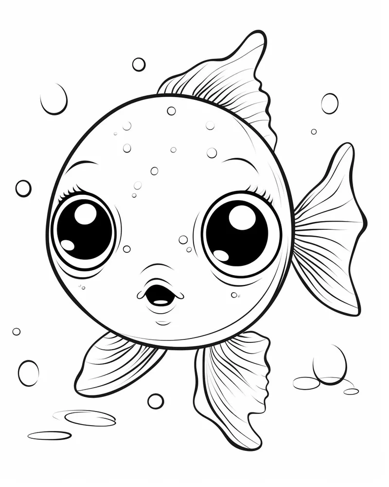 Tranh tô màu cá chép chibi may mắn