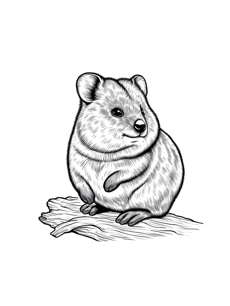 Tranh tô màu chuột quokka chibi và những người bạn