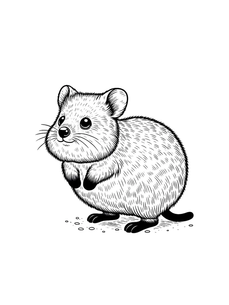 Hình ảnh chuột túi quokka tô màu ngộ nghĩnh