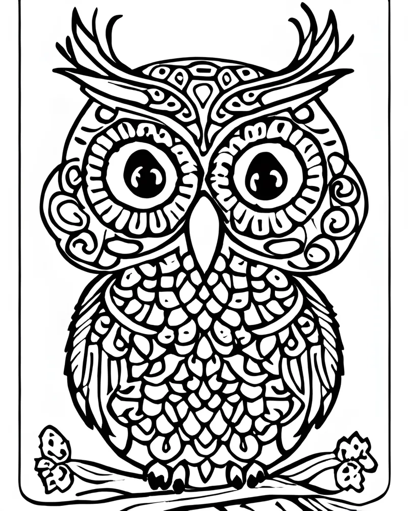 Hình tô màu cú mèo cute cho bé