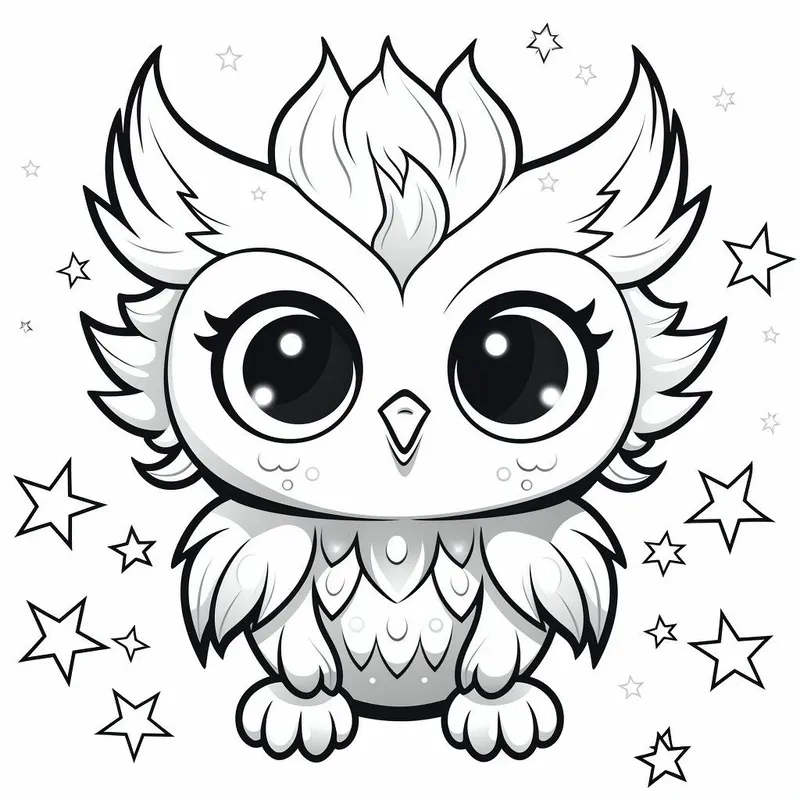 Tranh tô màu cú mèo Harry Potter chibi