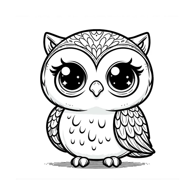 Tranh tô màu cú mèo và mặt trăng