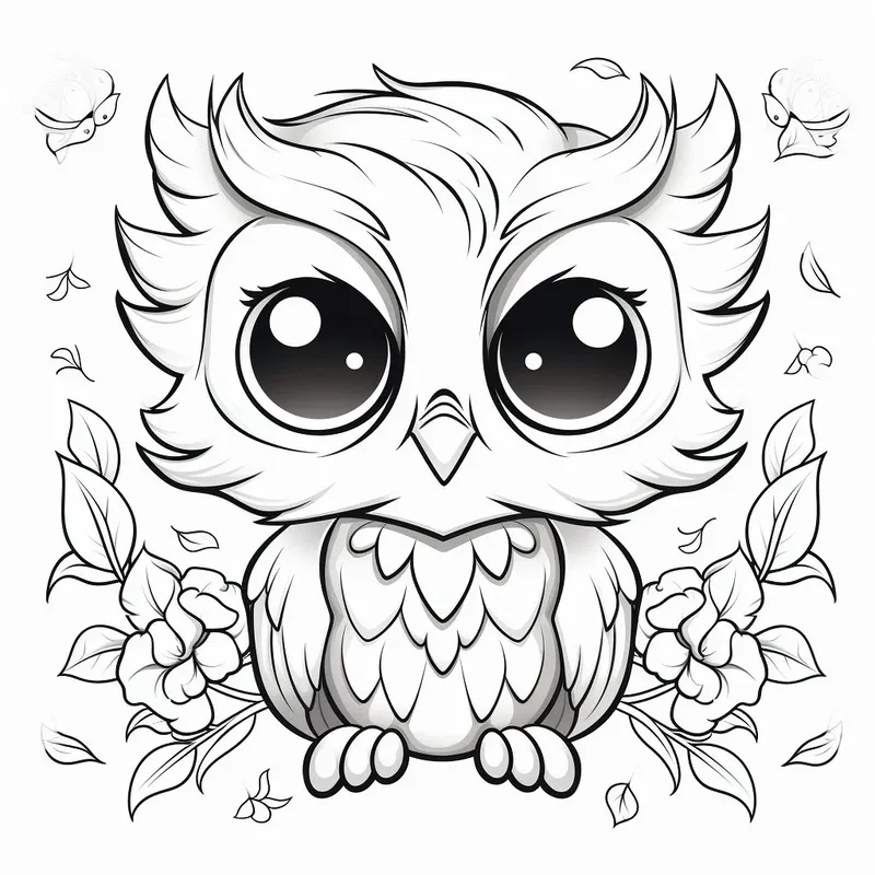 Mẫu tranh tô màu cú chibi dễ thương