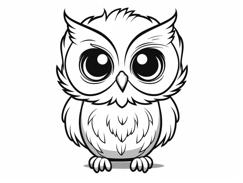 Tranh tô màu gia đình cú mèo chibi