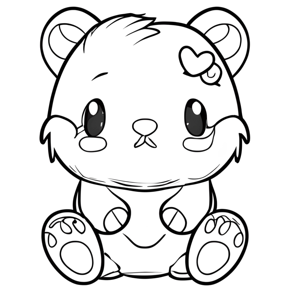 Hình tô màu gấu dâu chibi ngọt ngào