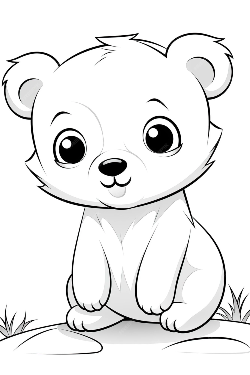 Chú gấu chibi buồn ngồi một mình