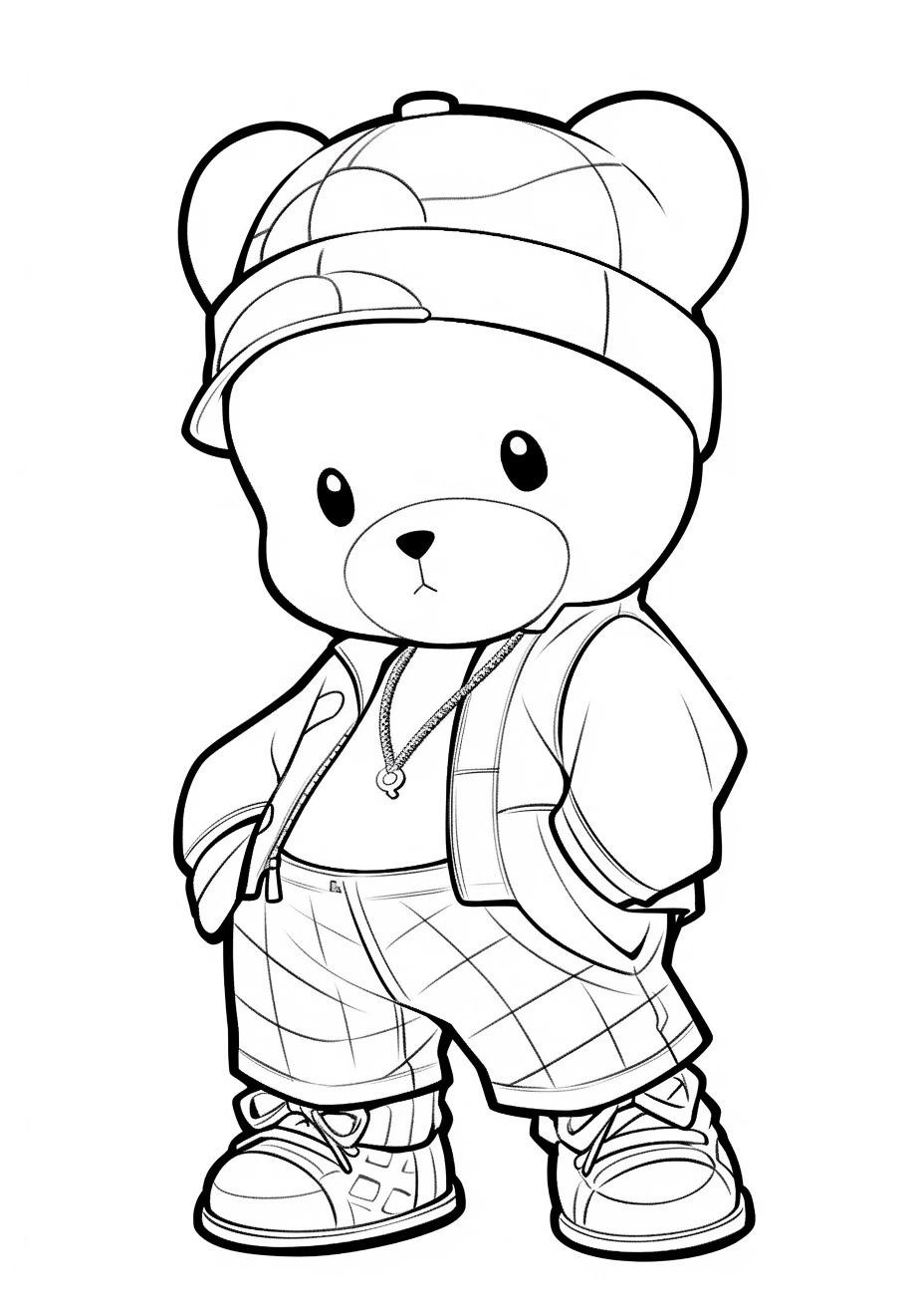 In hình gấu chibi để bé tập tô tại nhà