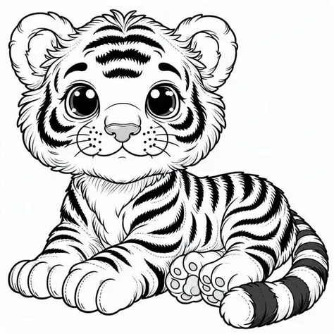 Tranh tô màu hổ chibi đáng yêu