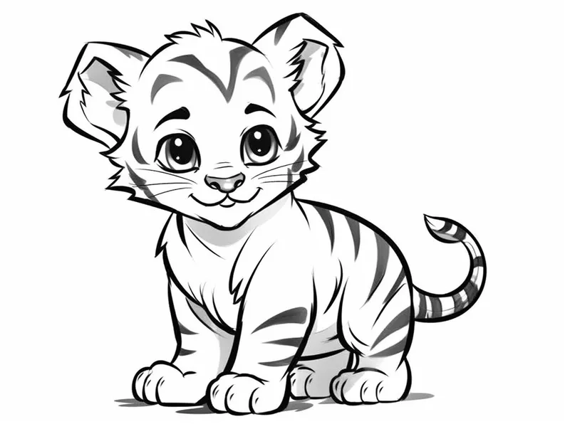 Mẫu tô màu con hổ chibi dễ thương cho bé