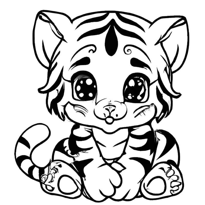 Mẫu 12 con giáp con hổ chibi