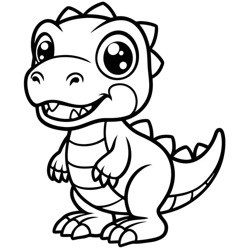 Bộ tranh tô màu khủng long chibi đáng yêu