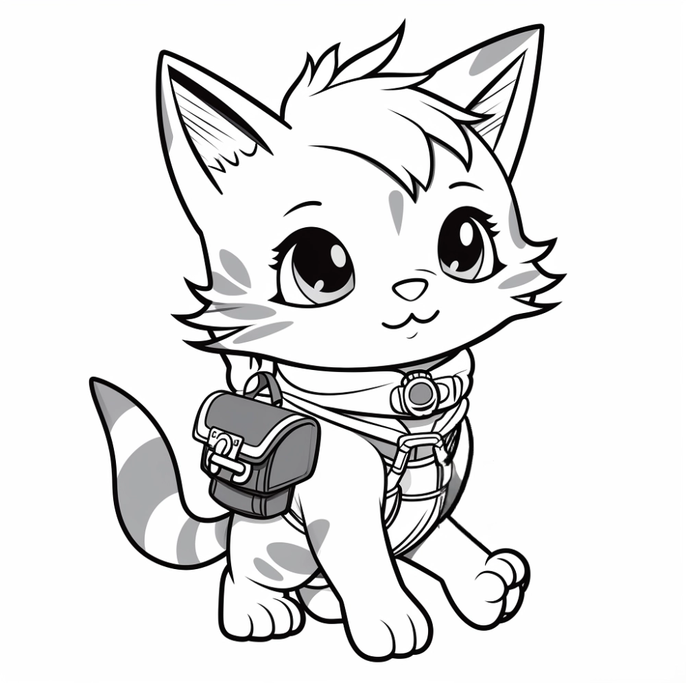 Hình tô màu mèo cute cho bé tập tô