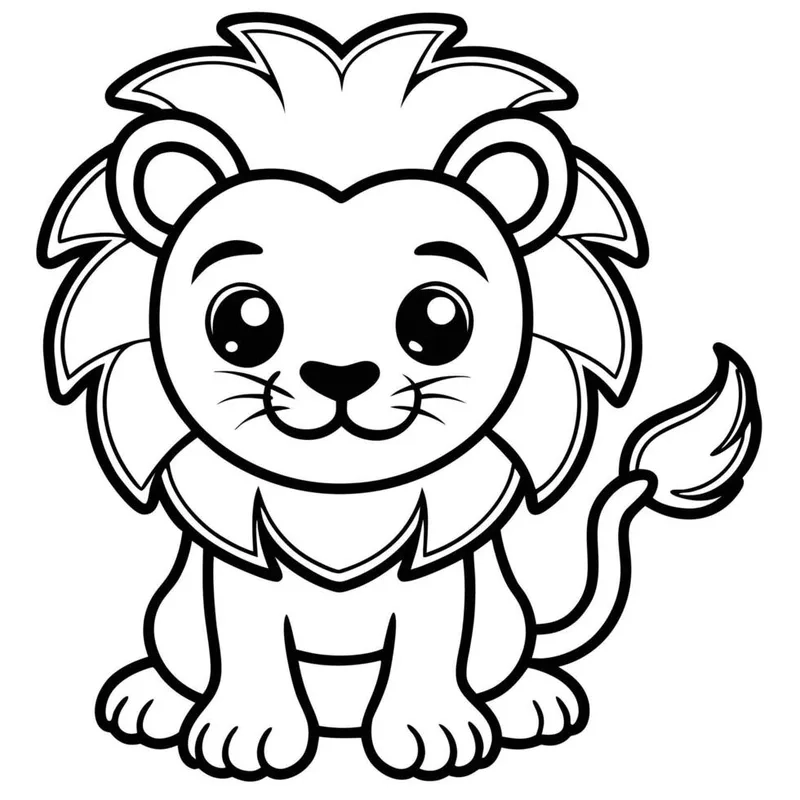 Tranh tô màu sư tử chibi đáng yêu