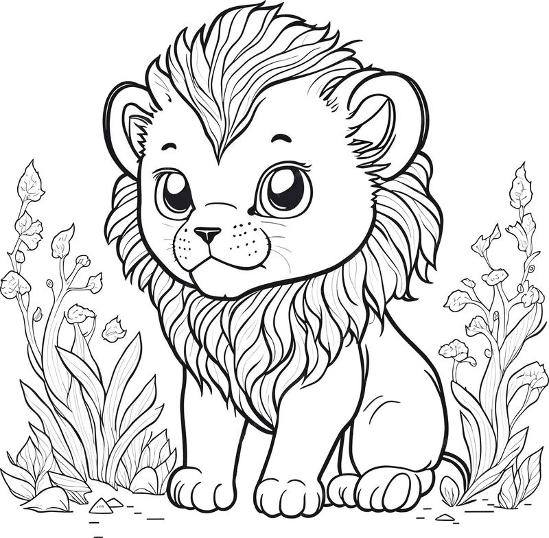 Hình tô màu vua sư tử Simba chibi