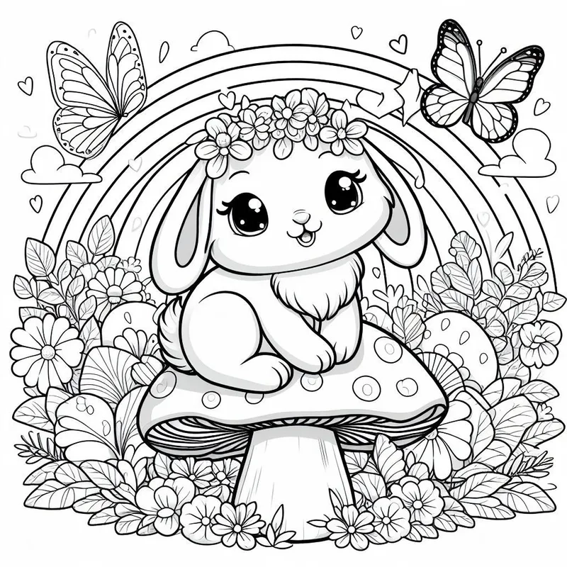 Tranh tô màu tình bạn thỏ và gấu chibi