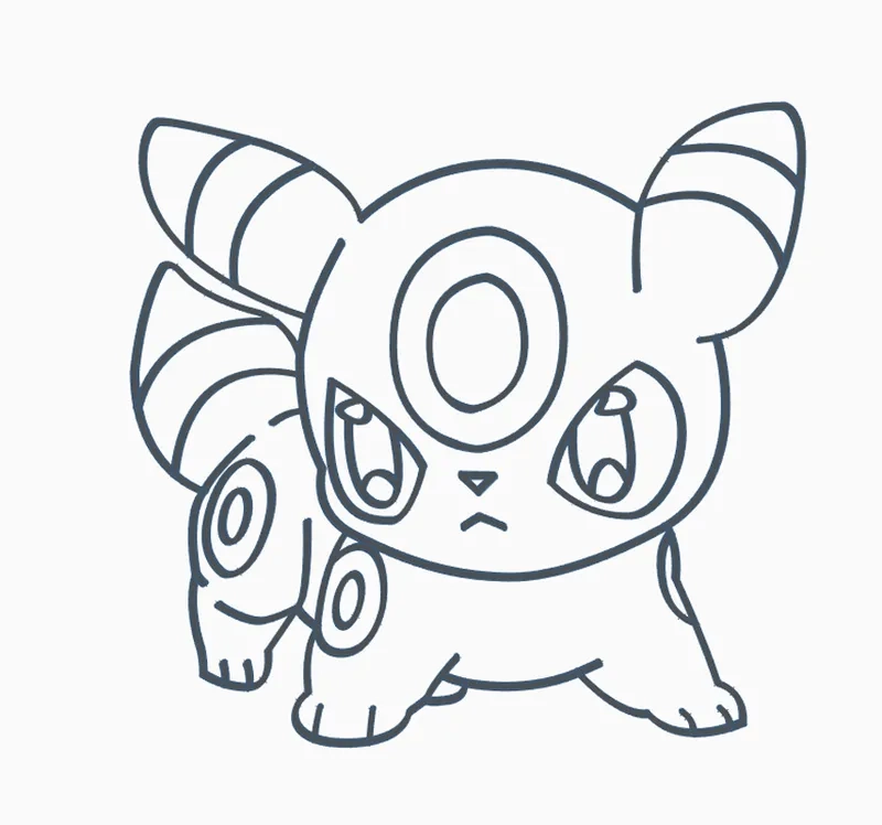 Tranh tô màu pokemon Umbreon hệ bóng tối