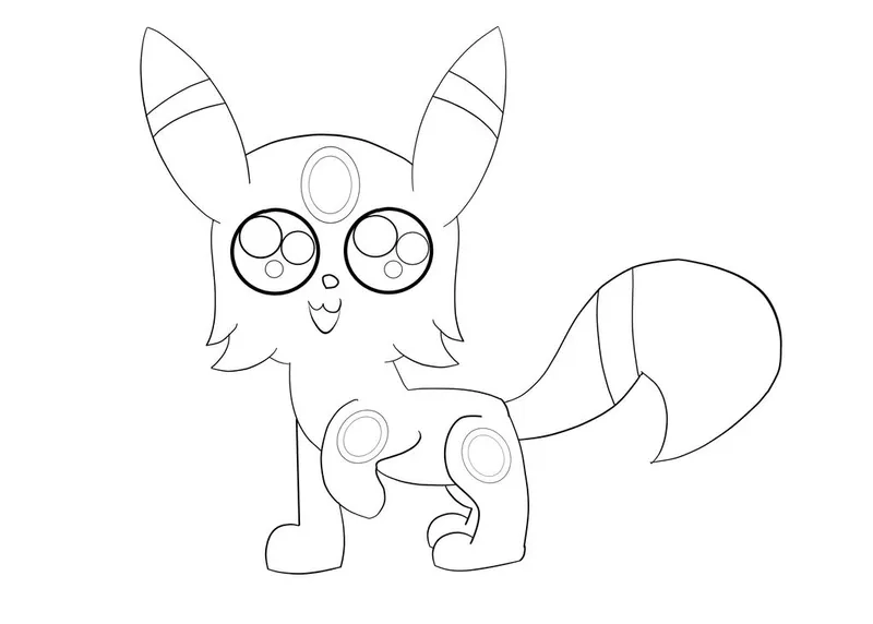 Hình tô màu pokemon umbreon và các vòng tròn phát sáng