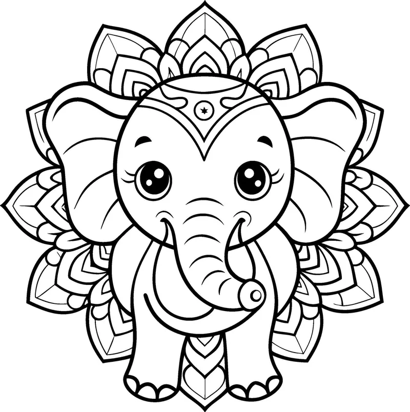 Tổng hợp tranh tô màu voi chibi mới nhất