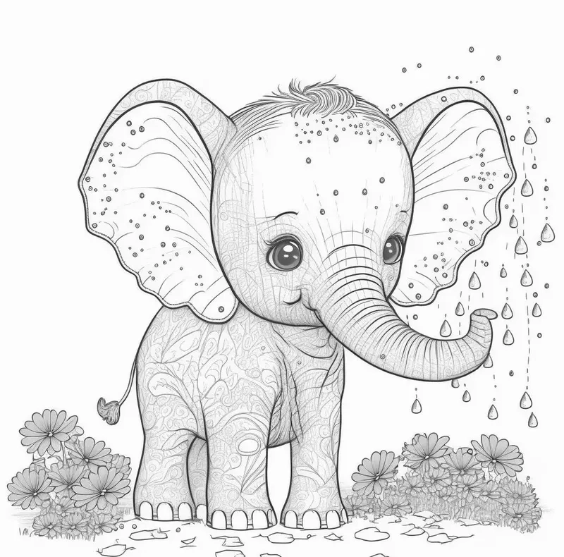 Mẫu tô màu con voi đơn giản cho bé 3 tuổi