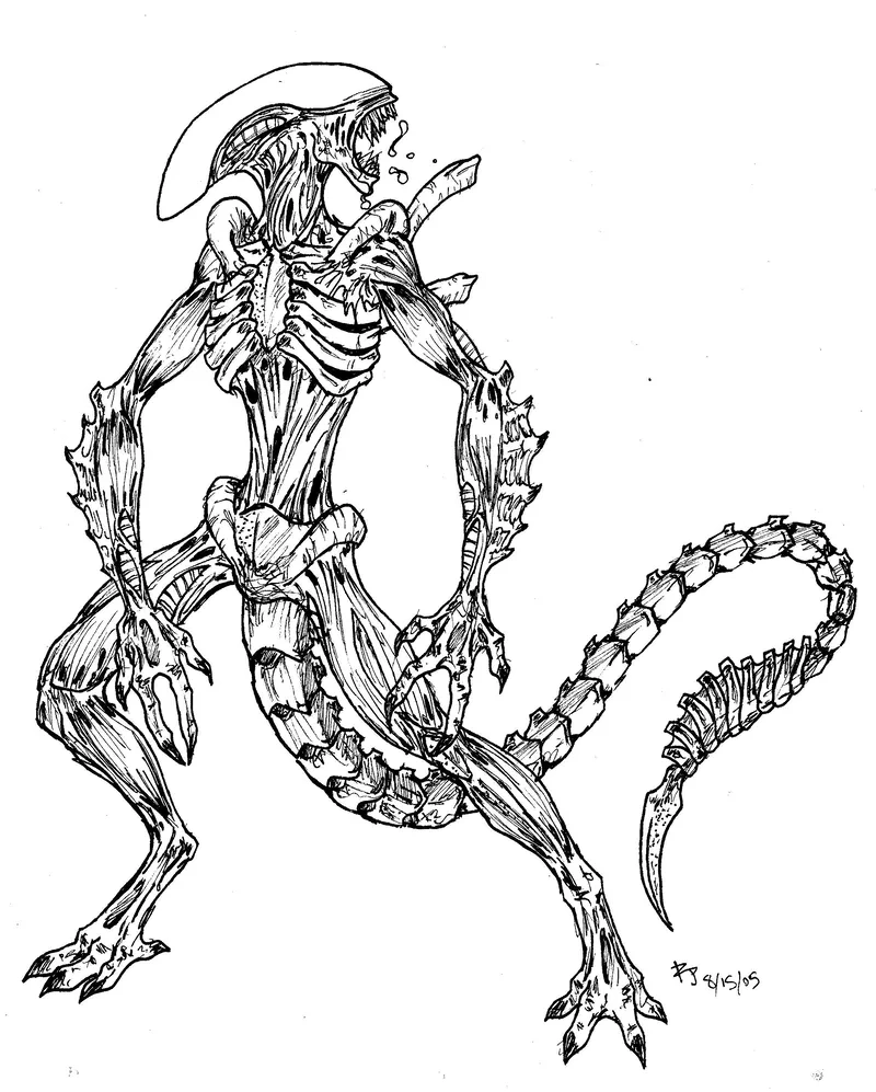 Hình tô màu quái vật không gian cute