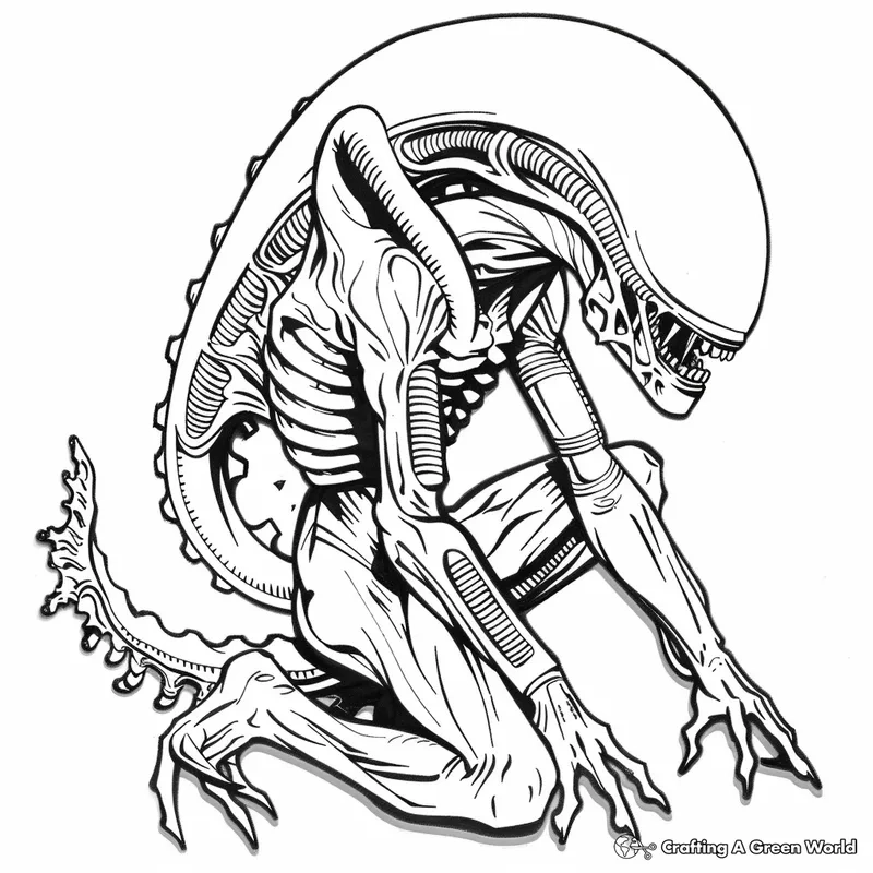 In hình Xenomorph cho bé tập tô