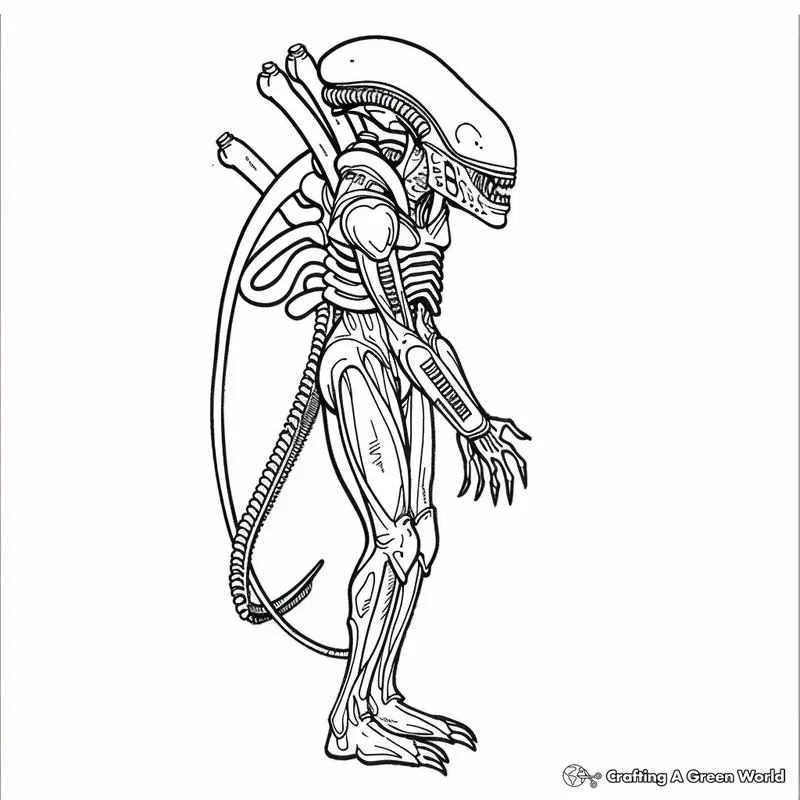 Tranh tô màu Xenomorph và Ripley chibi