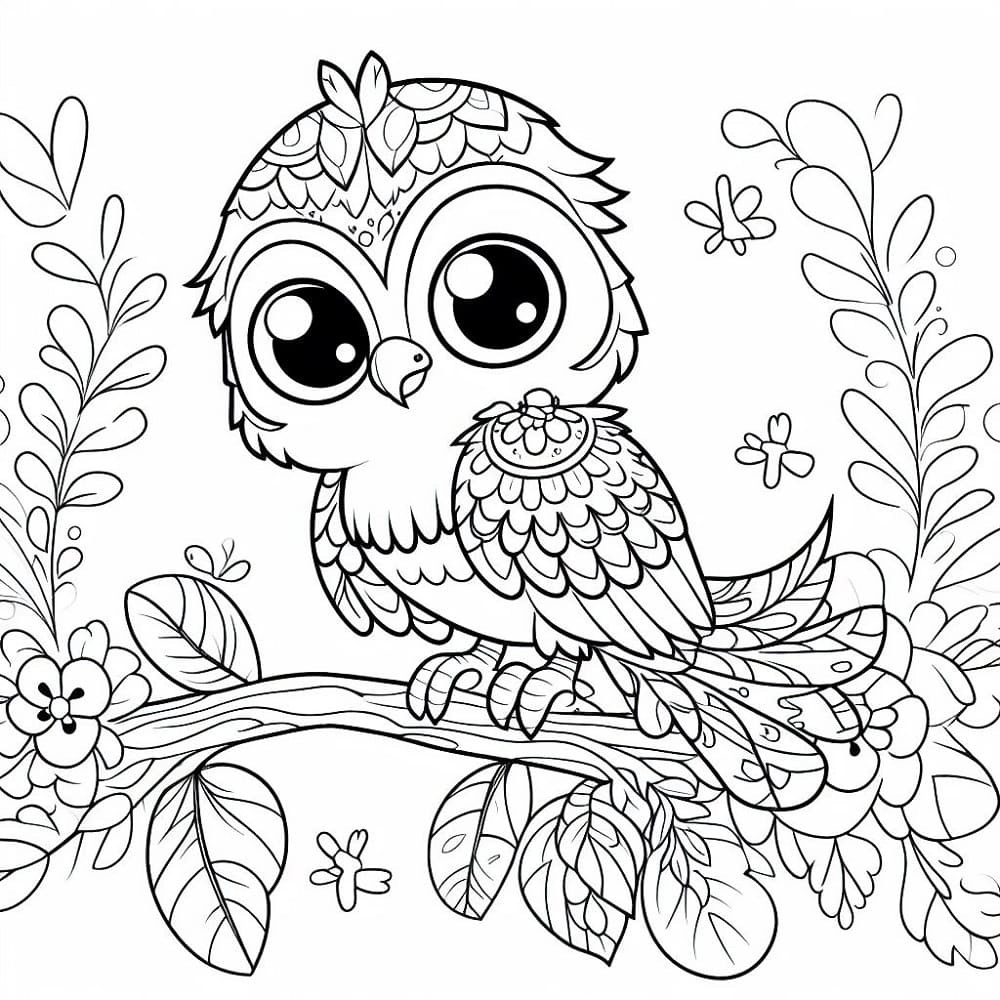 Hình con chim cho bé tô màu rõ nét dễ tô