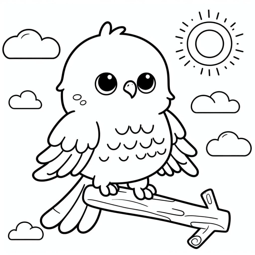 Hình ảnh tô màu con chim giúp bé học sáng tạo