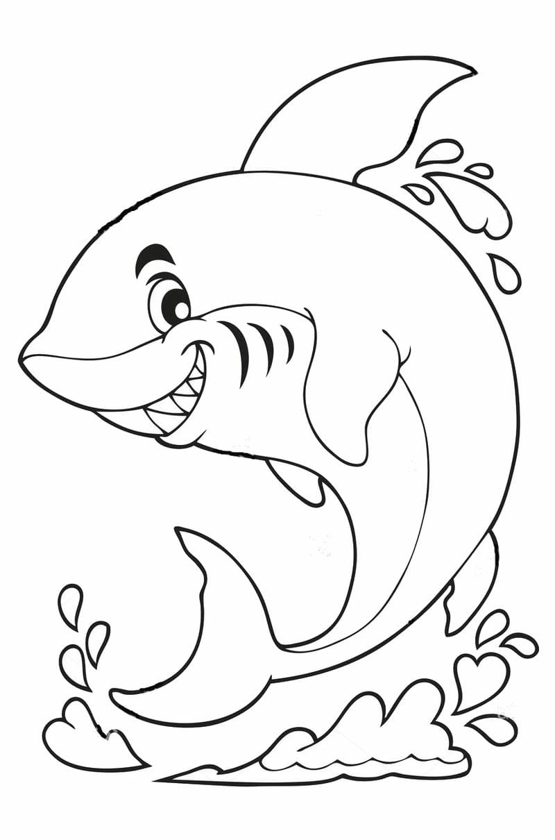 Tranh cá mập cho bé tô màu tranh cá mập dễ thương sáng tạo vui