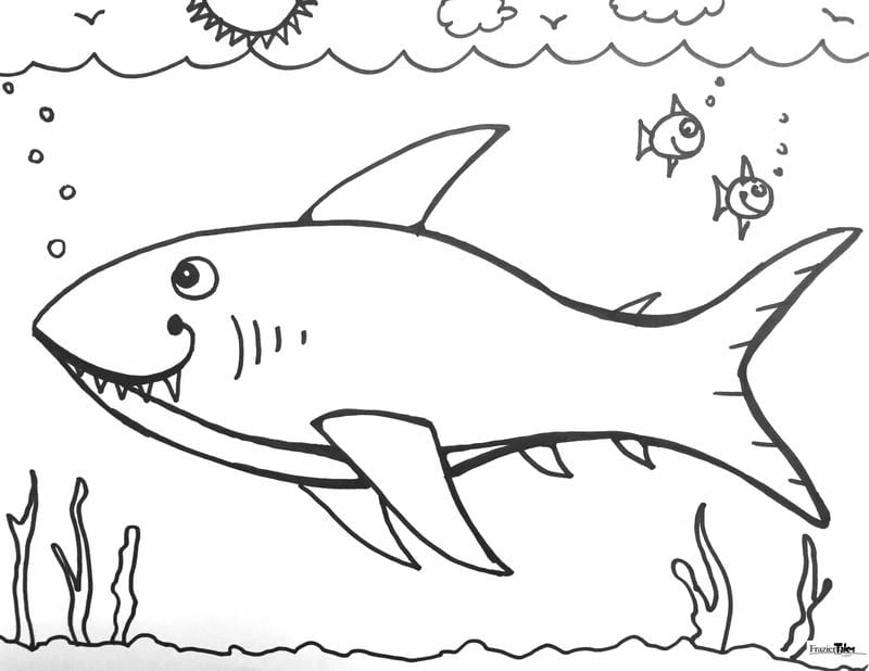 Tranh tô màu cá mập cho bé cá mập dễ thương dành cho bé tô màu