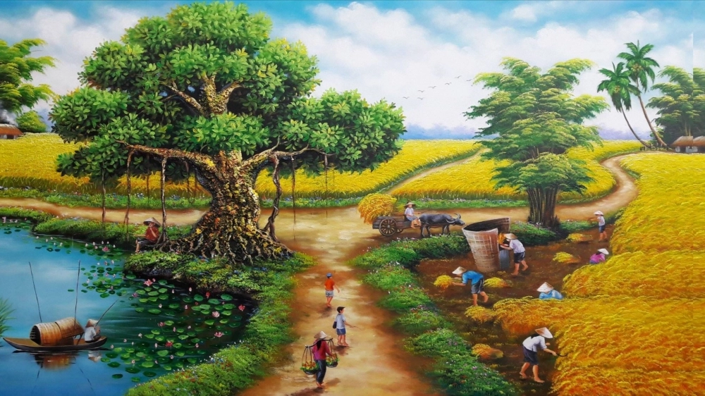 Tranh phong cảnh sông nước sông nước miền tây quyến rũ cuốn hút