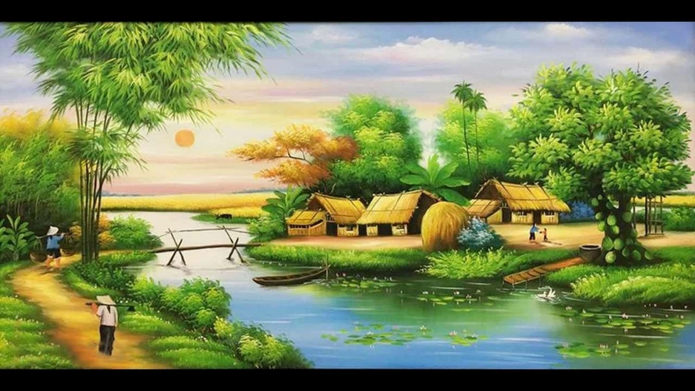 Tranh phong cảnh đồng quê trung bộ đồng quê trung bộ quyến rũ cuốn hút