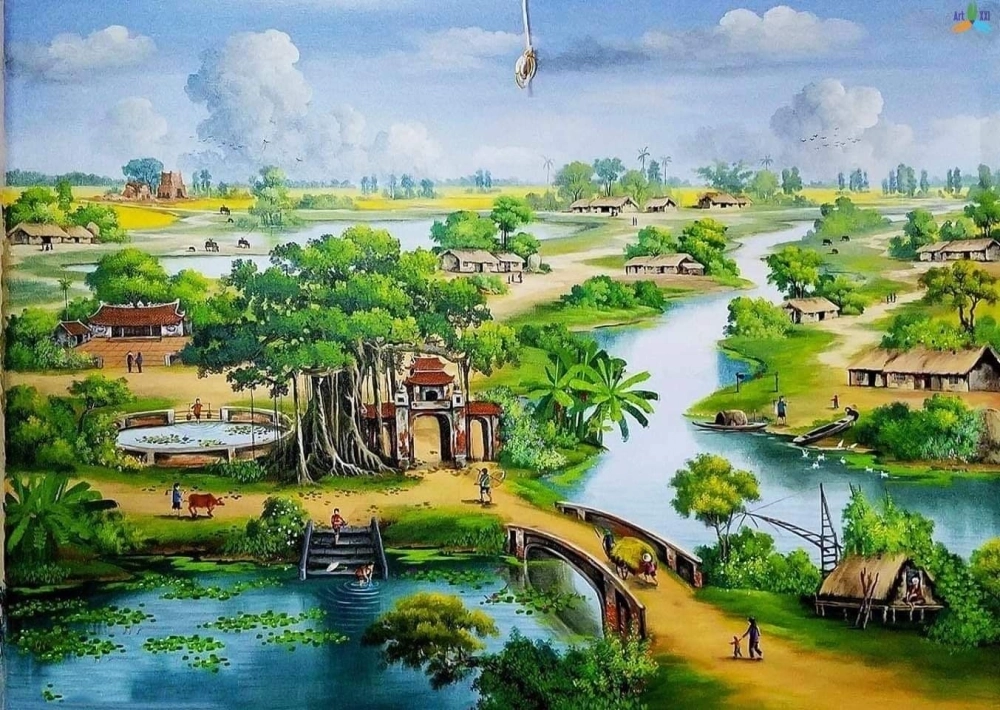 Tranh phong cảnh đồng quê bắc bộ đồng quê bắc bộ quyến rũ cuốn hút